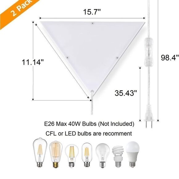 Set of two space saver triangle corner lights.  New in box - Picture 12 of 13